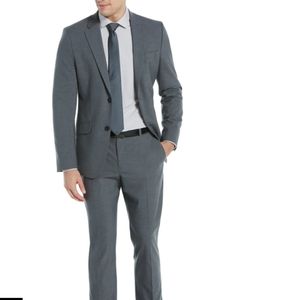 Mens Grey Modern Fit Perry Ellis Suit 42R